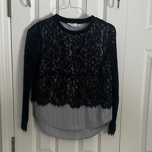 Vineyard Vines Black Lace Overlay Blouse